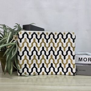 Dabney Lee Black and Gold Geometric Cosmetic Bag